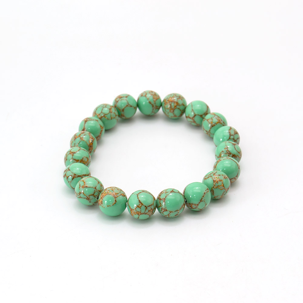 Фото товара браслет из мозаики зеленой 10 мм с патиной