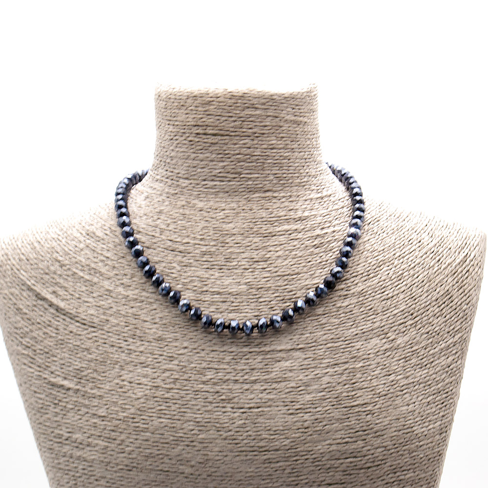 Фото товара бусы из циркона синтетического цвет антрацит рондоль