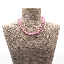 Бусы из кальцита сиреневого 8 мм с цирконом