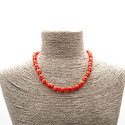 Бусы из кальцита оранжевого 8 мм с цирконом