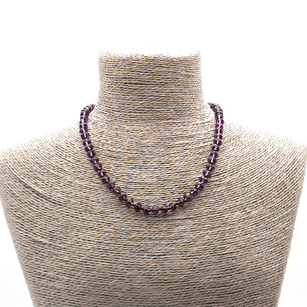 Фото товара бусы из циркона синтетического цвет сливовый рондоль