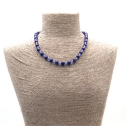 Бусы из кальцита фиолетово-синего 8 мм с цирконом