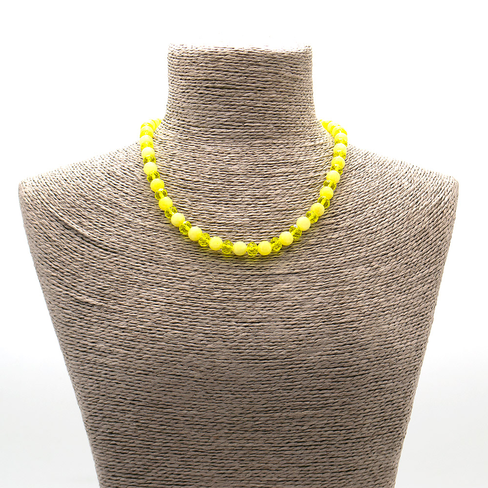 Фото товара бусы из кальцита желтого 8 мм с цирконом