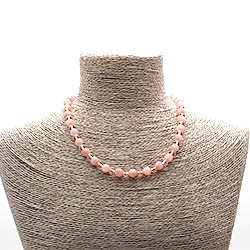 Бусы из кальцита светло-розового 8 мм с цирконом