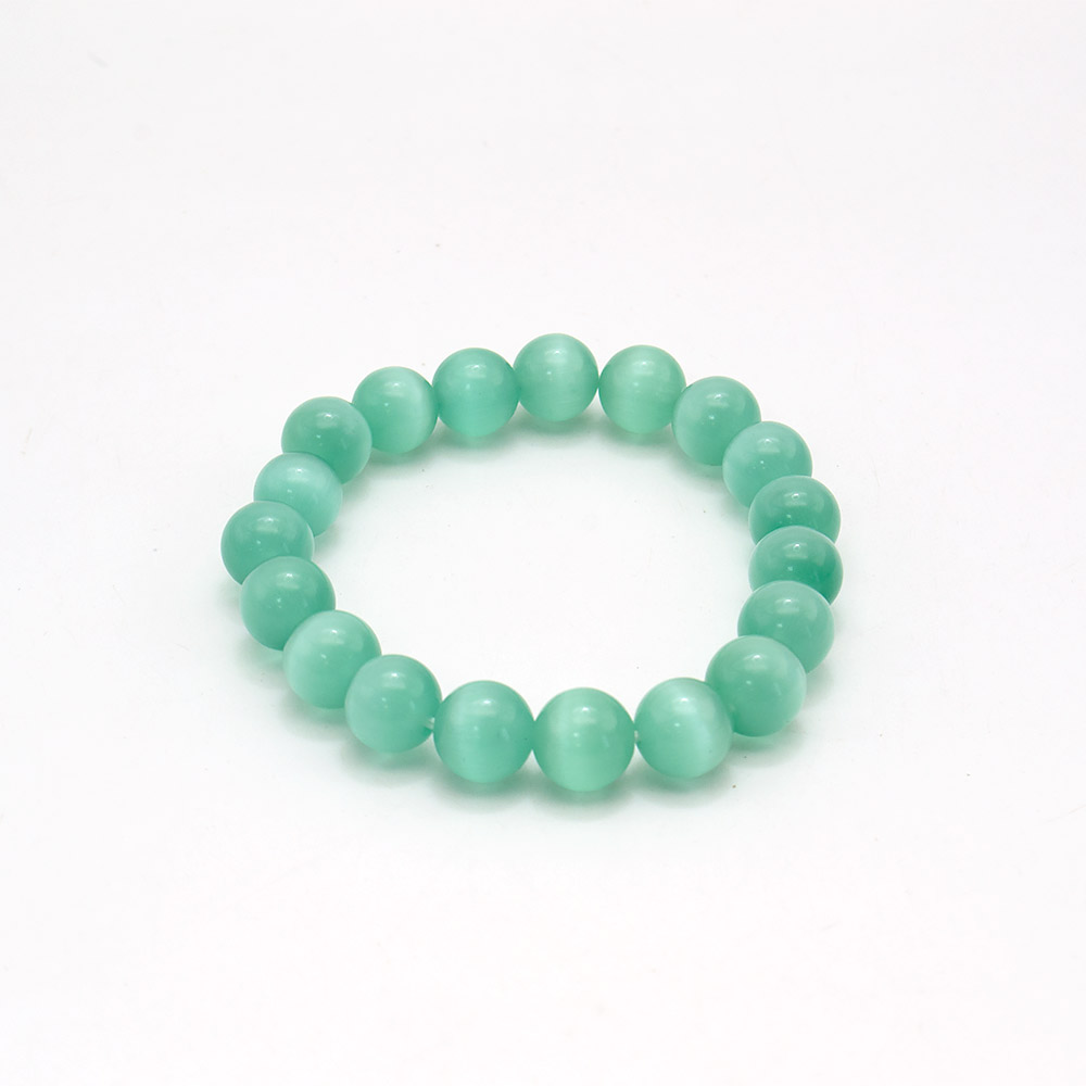 Фото товара браслет из кошачьего глаза имитации цвет мята шар 10 мм