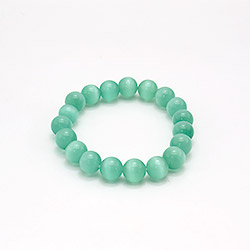 Браслет из кошачьего глаза имитации цвет мята шар 10 мм