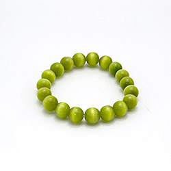 Браслет из кошачьего глаза имитации цвет оливковый шар 10 мм