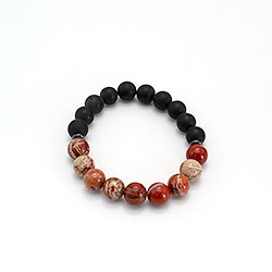 Браслет из яшмы кирпичной ,шунгита шар 10 мм с фурнитурой