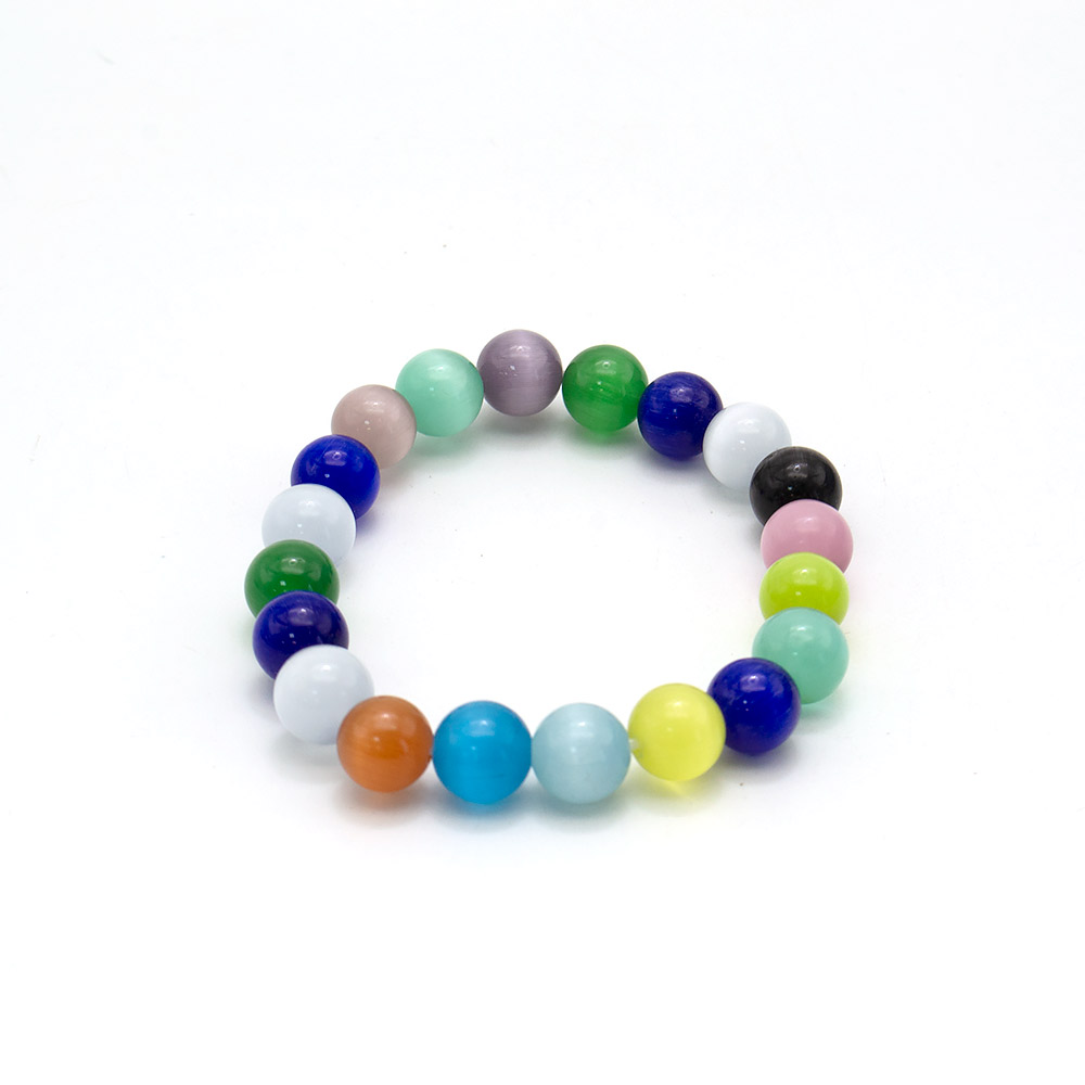 Фото товара браслет из кошачьего глаза имитации цвет "ассорти" шар 10 мм