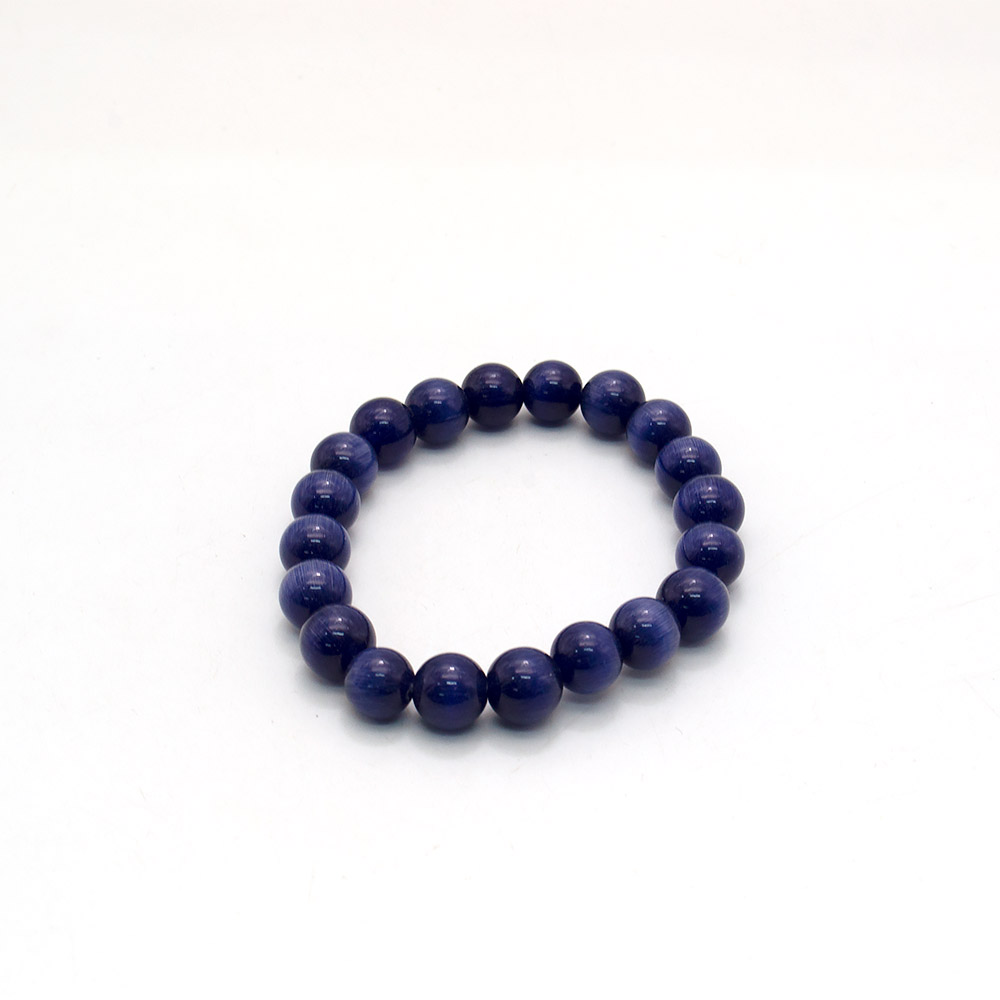 Фото товара браслет из кошачьего глаза имитации цвет черничный шар 10 мм