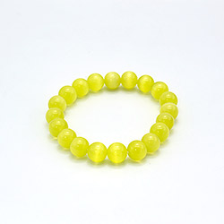 Браслет из кошачьего глаза имитации цвет желтый шар 10 мм