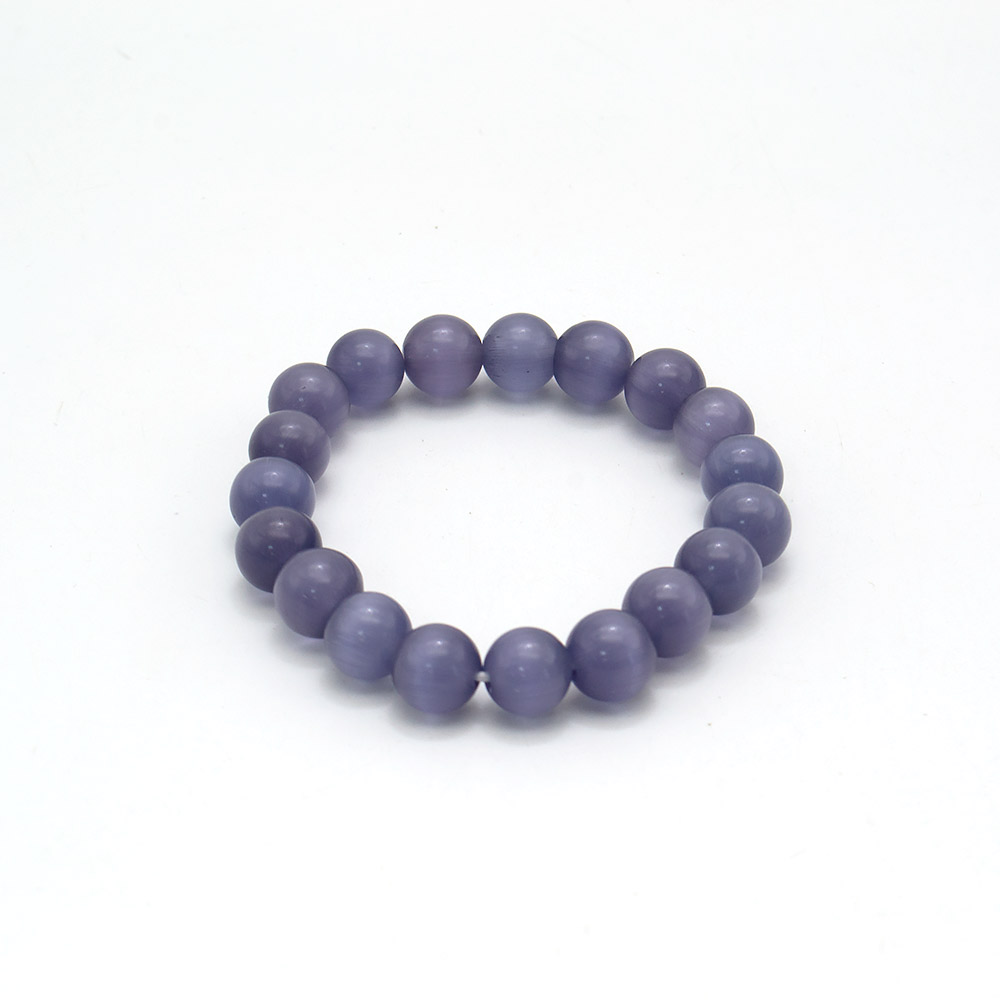 Фото товара браслет из кошачьего глаза имитации цвет аметист шар 10 мм