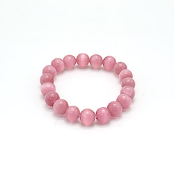 Браслет из кошачьего глаза имитации цвет пыльно-розовый шар 10 мм