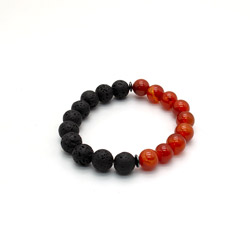 Браслет из сердолика, лавы шар 10 мм с фурнитурой 50/50