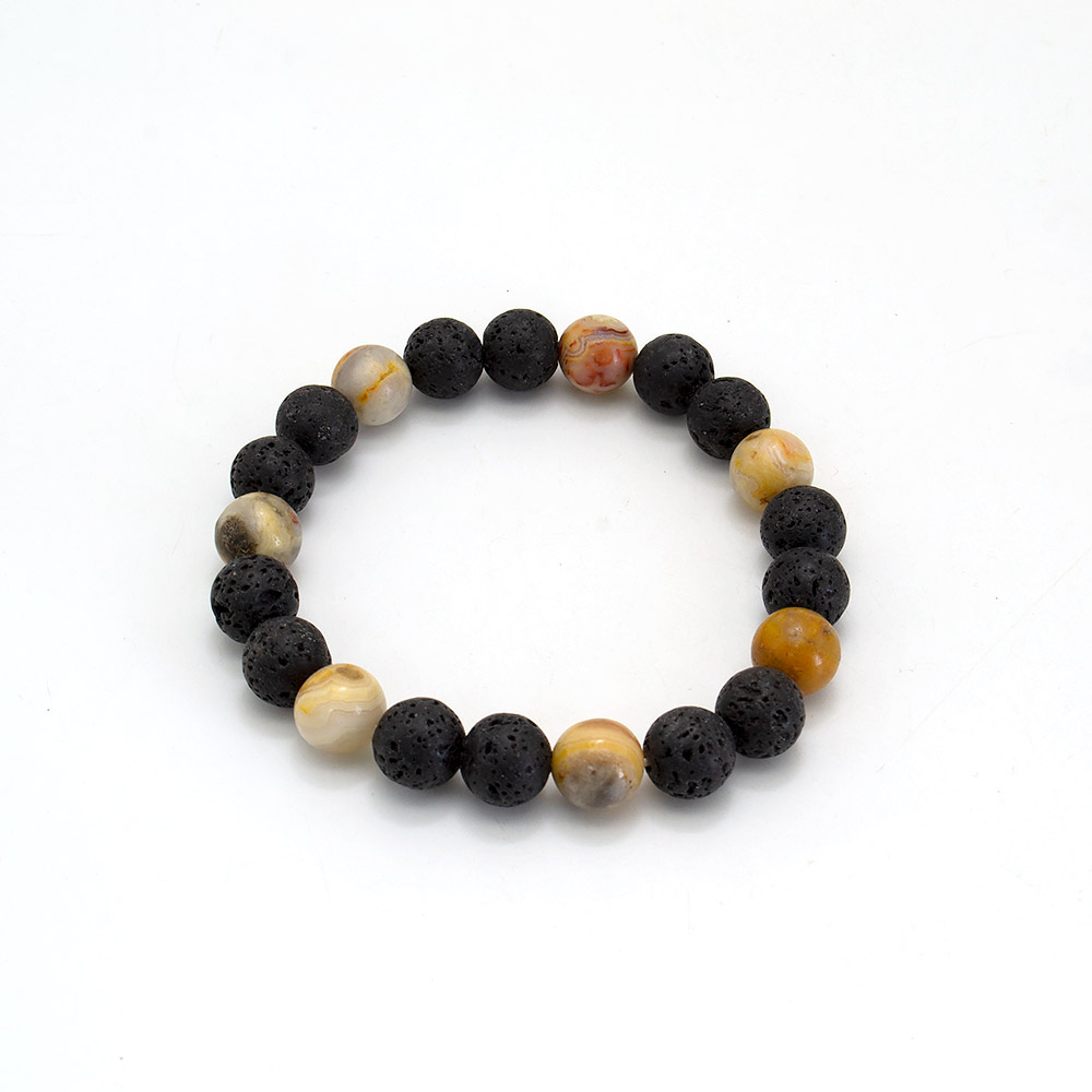 Фото товара браслет из яшмы желтой, лавы шар 10 мм 