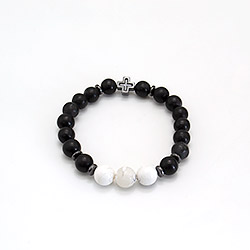 Браслет из шунгита, кахолонга шар 10 мм с фурнитурой "крест"