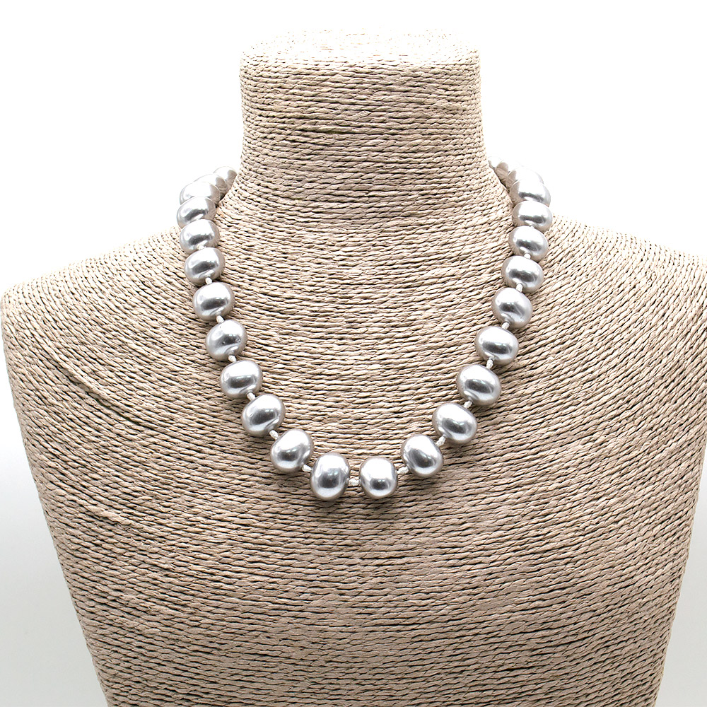 Фото товара бусы из майорки цвет светло-серый рондоль 13*14 мм