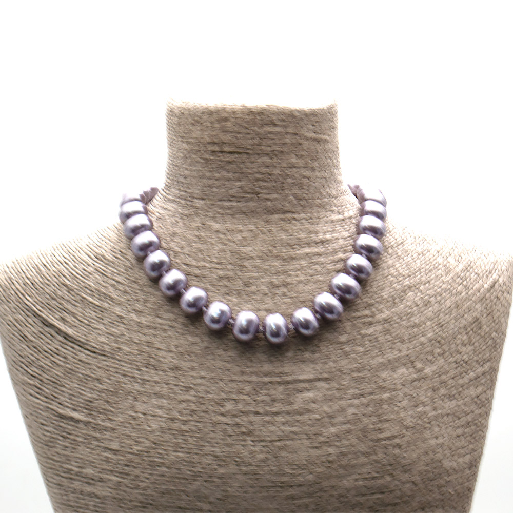 Фото товара бусы из майорки цвет серо-сиреневый рондоль 13*14 мм