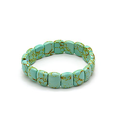 Браслет из говлита тонированного цвет мята сегмент 15*10 мм