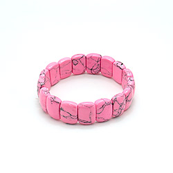 Браслет из говлита тонированного цвет розовый прямоугольник 15*10 мм