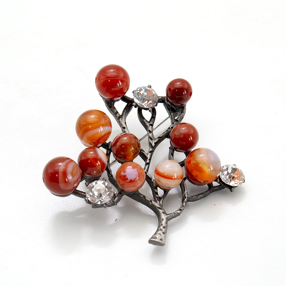 Фото товара брошь "дерево" сердолик а 0430