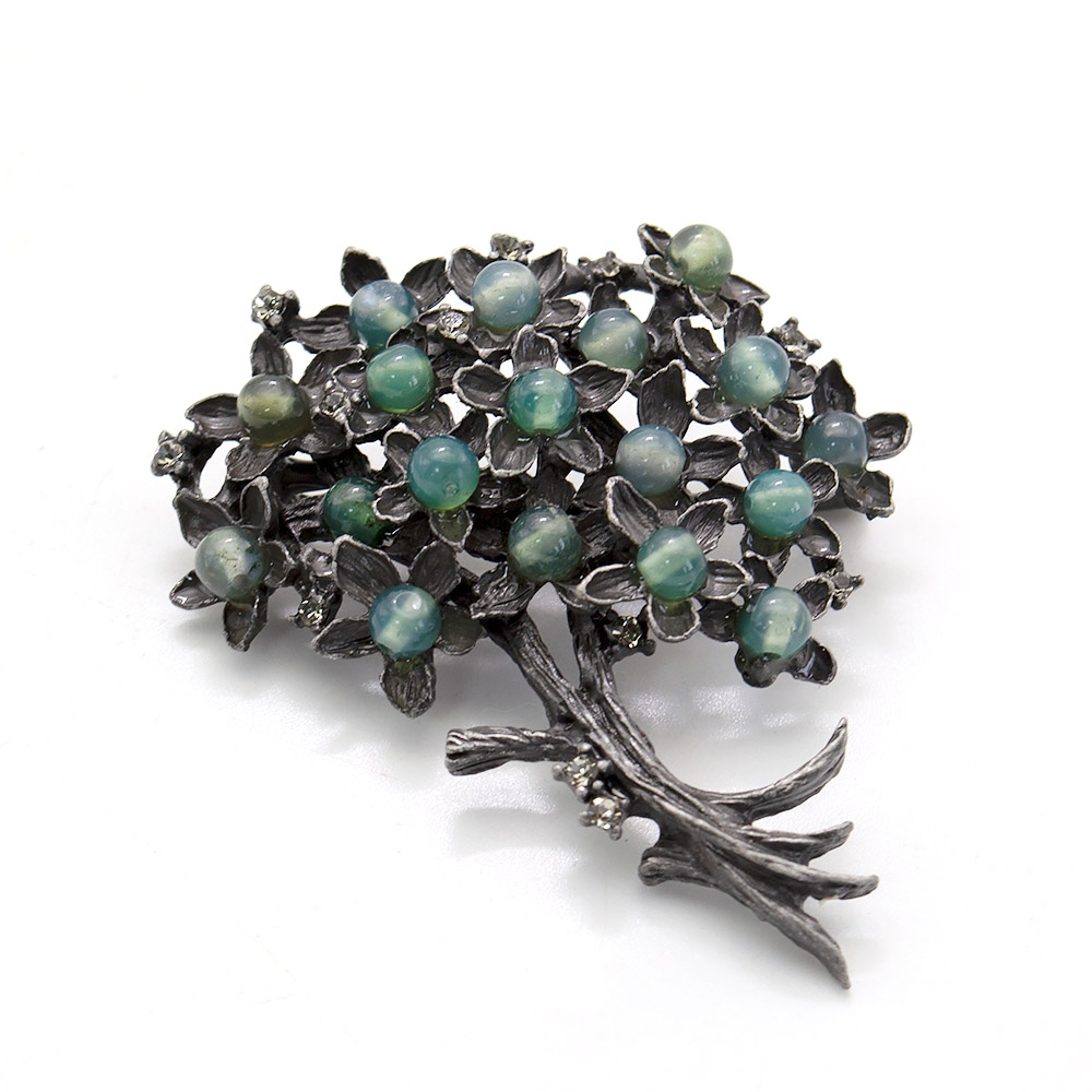 Фото товара брошь "букет малый" зеленый агат а0156