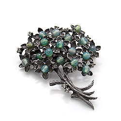 Брошь "Букет малый" зеленый агат А0156