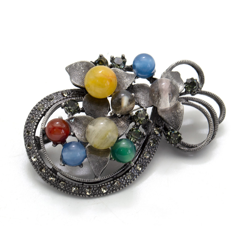 Фото товара брошь "бутоньерка со стразами" микс камней а0081