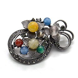 Фото товара брошь "бутоньерка со стразами" микс камней а0081