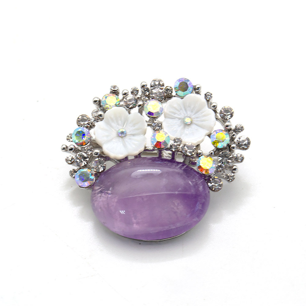 Фото товара брошь "цветочный сад" аметист а0449