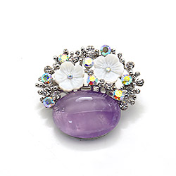 Брошь "Цветочный сад" аметист А0449