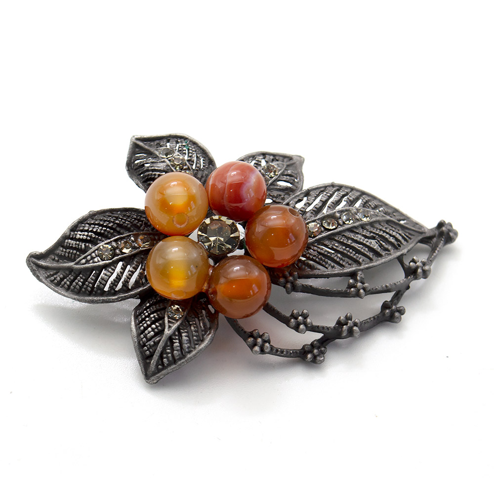 Фото товара брошь "цветок ажурный" сердолик а0446