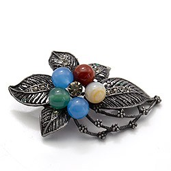 Брошь "Цветок ажурный" микс камней А0446