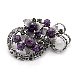 Брошь "Бутоньерка со стразами" аметист А0081