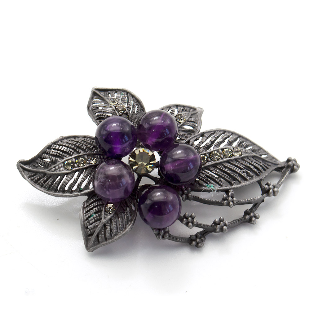 Фото товара брошь "цветок ажурный" аметист а0446