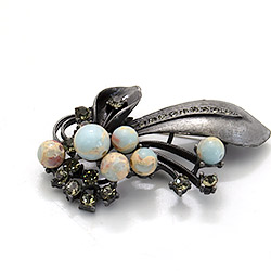 Брошь "Бутон с листом" варисцит А0171