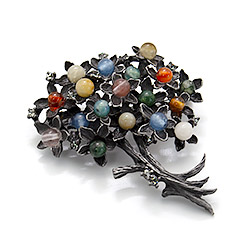 Брошь "Букет малый" микс камней А0156