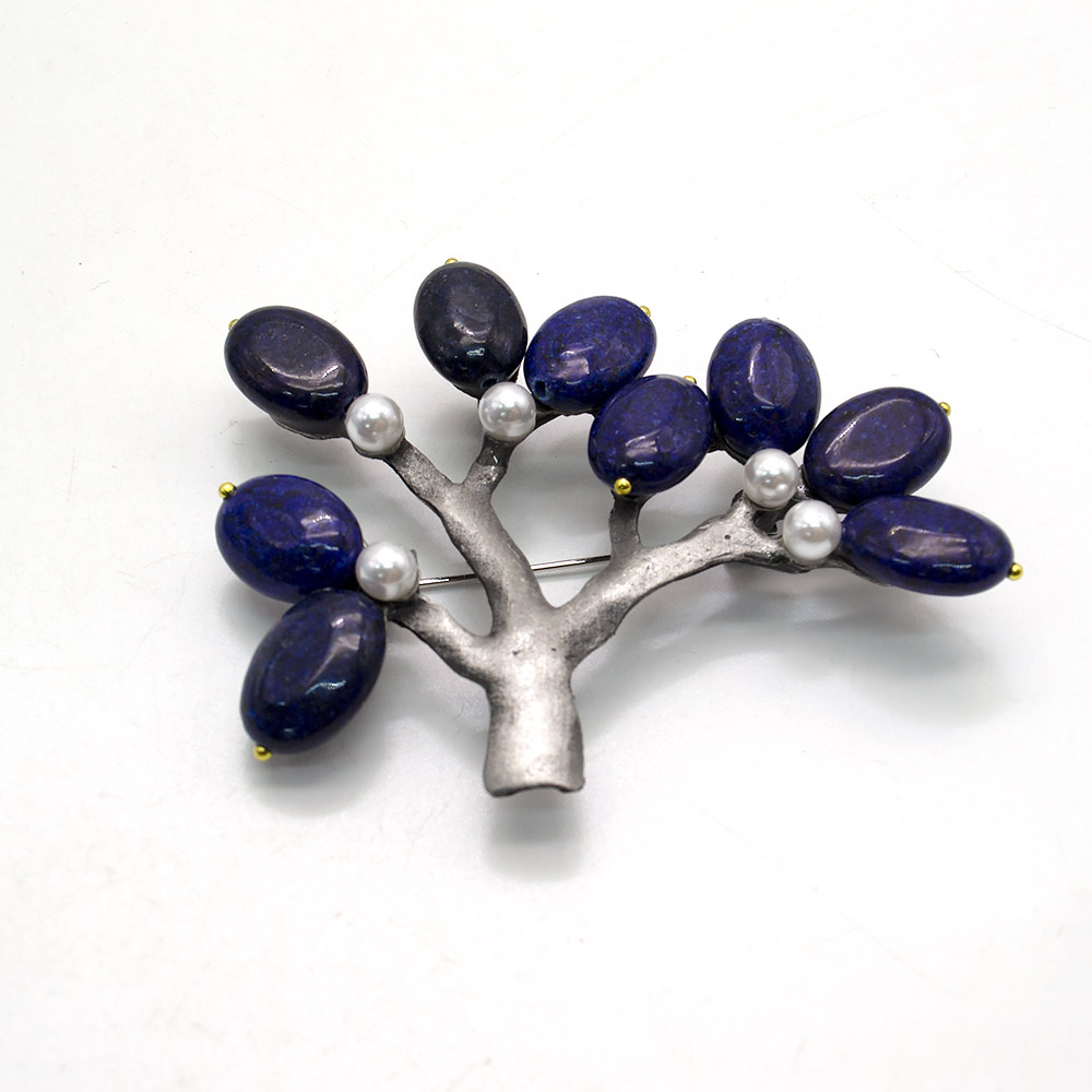 Фото товара брошь "ветка большая" лазурит а0137