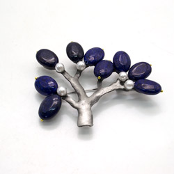 Брошь "Ветка большая" лазурит А0137