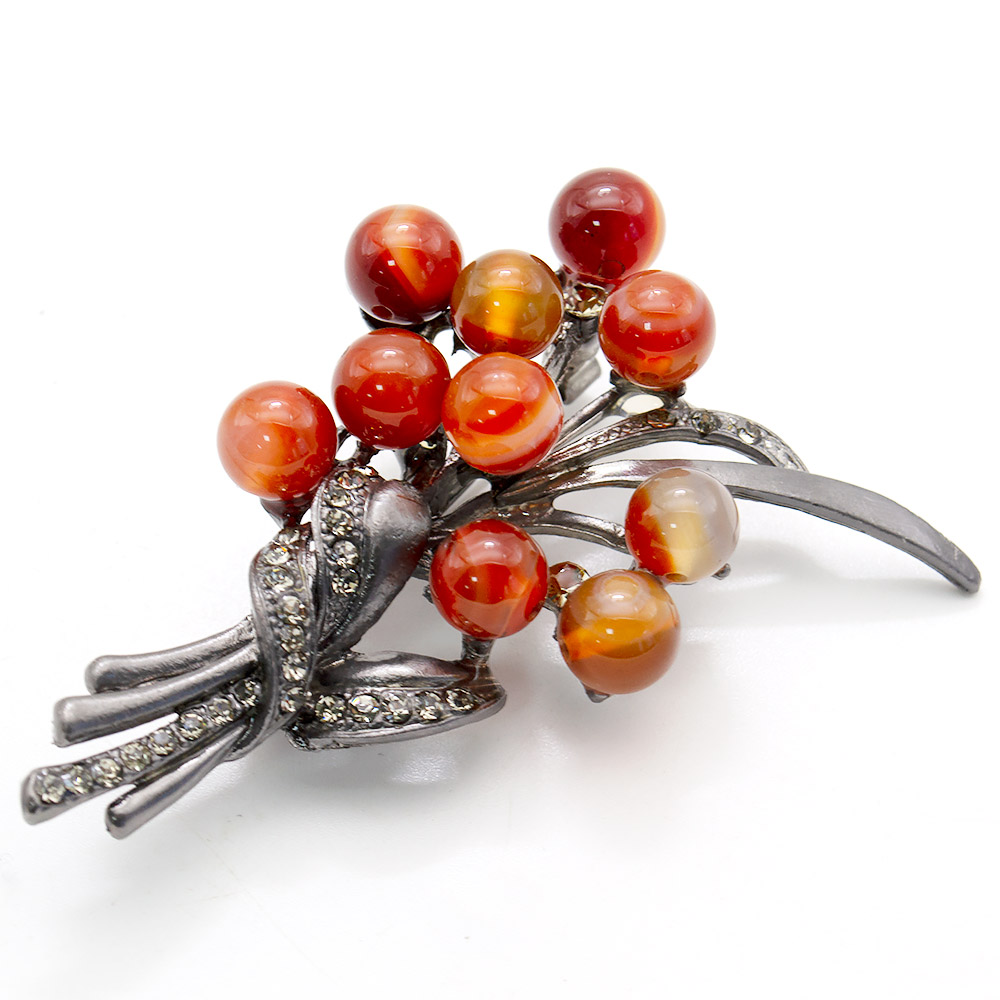 Фото товара брошь "букет" 10 шариков сердолик а0169