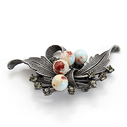 Брошь "Бант 4 камня" варисцит А0125