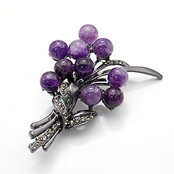 Брошь "Букет" 10 шариков аметист А0169