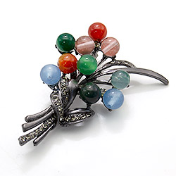 Брошь "Букет" 10 шариков микс камней А0169