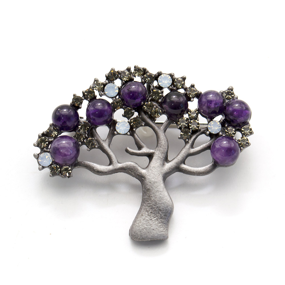 Фото товара брошь - подвеска "дерево малое" аметист а0077