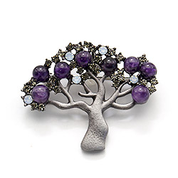 Брошь - подвеска "Дерево малое" аметист А0077