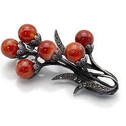 Брошь "Тюльпан" сердолик А0142