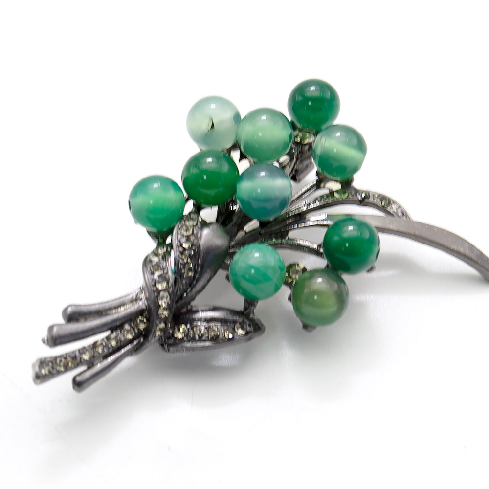 Фото товара брошь "букет" 10 шариков агат зеленый а 0169