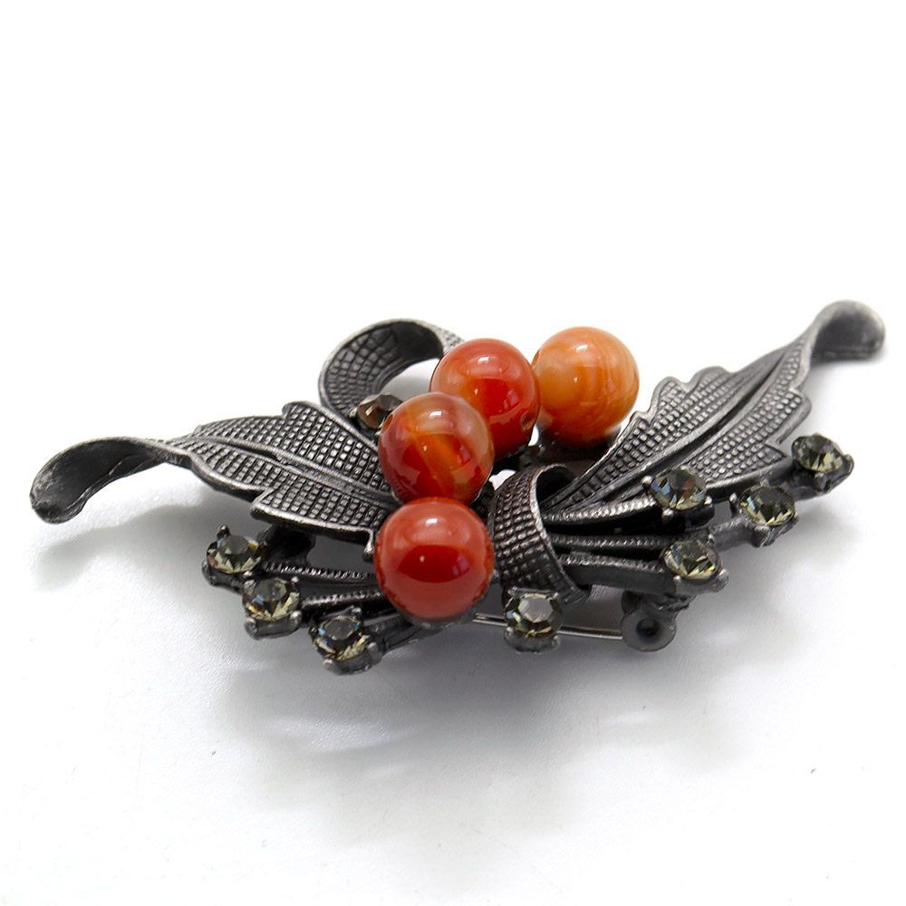 Фото товара брошь "бант 4 камня" сердолик а0125