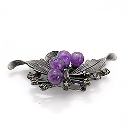 Брошь "Бант 4 камня" аметист А0125