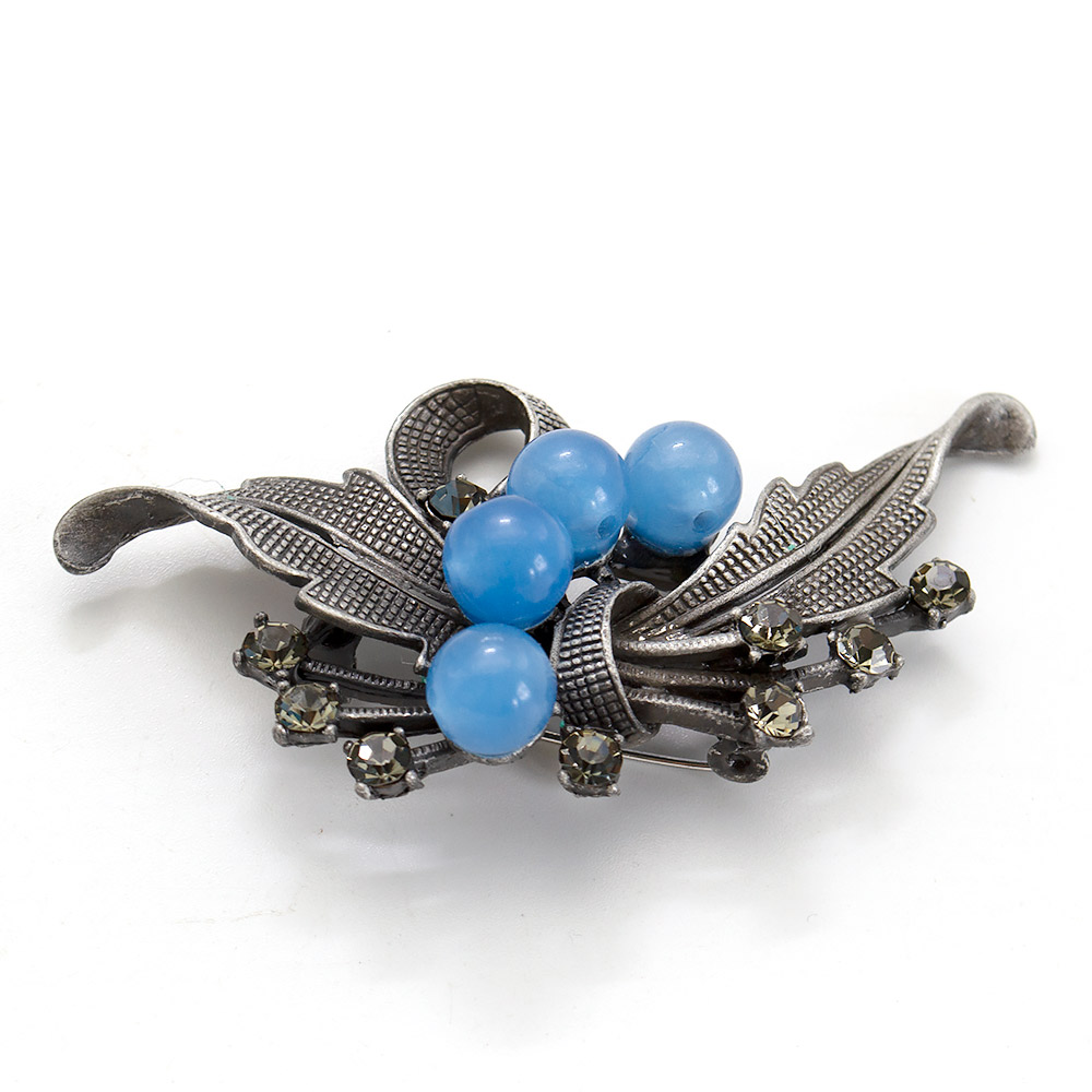 Фото товара брошь "бант 4 камня" голубой кварц а0125